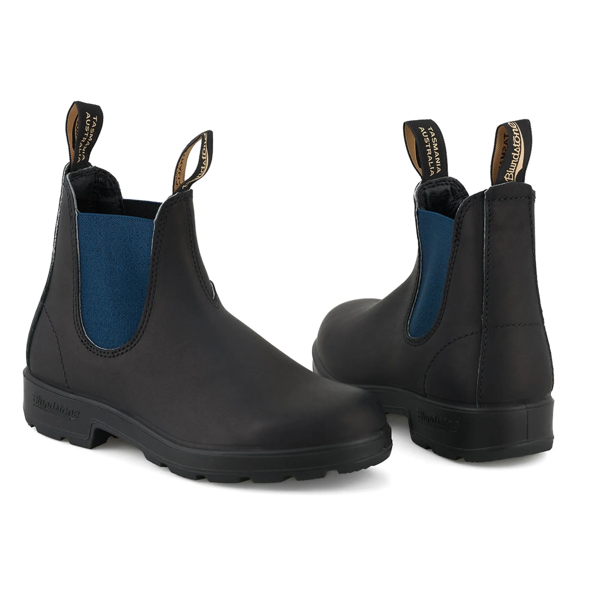 BLUNDSTONE 1917 Leather Boots with Blue Elastic in Voltan Black