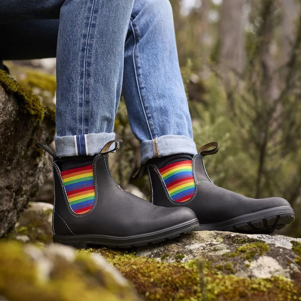 Blundstone 2105 - Original - Black with Rainbow Elastic and Contrast Stitching