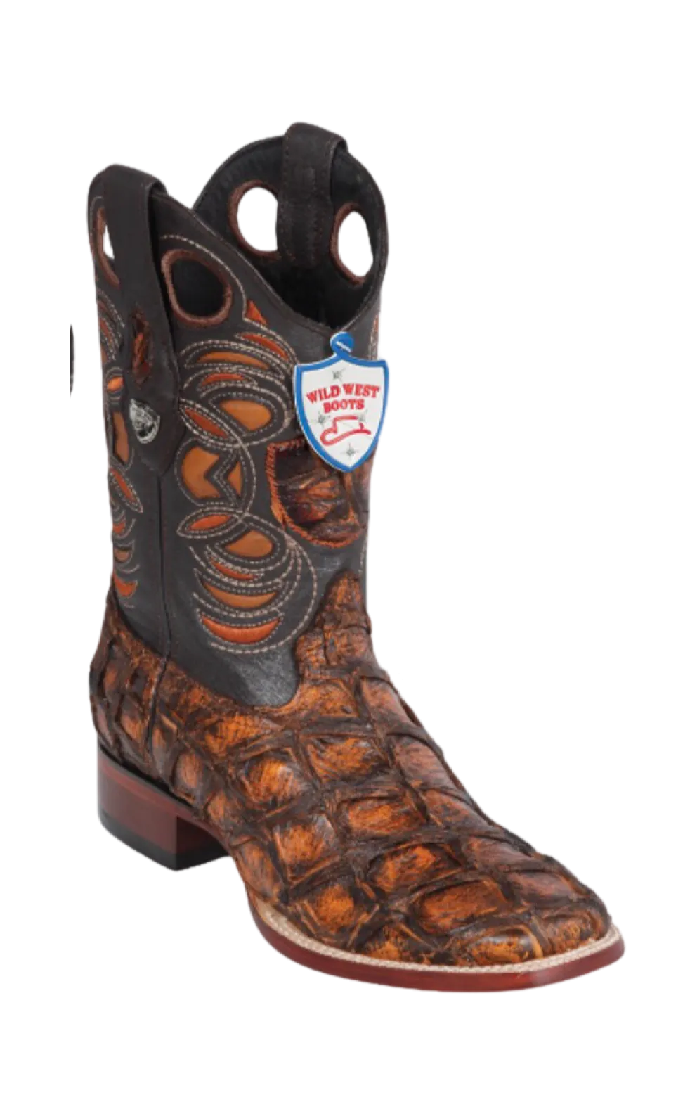 Bota de Pirarucu Original Horma Punta Cuadrada Wild West