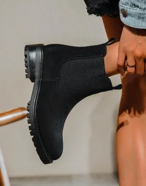 Bottines noires style chelsea de matière texturée