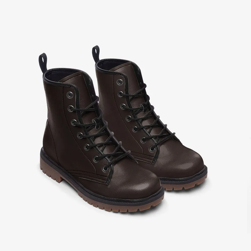 Brown Dark Academia Vegan Leather Unisex Boots