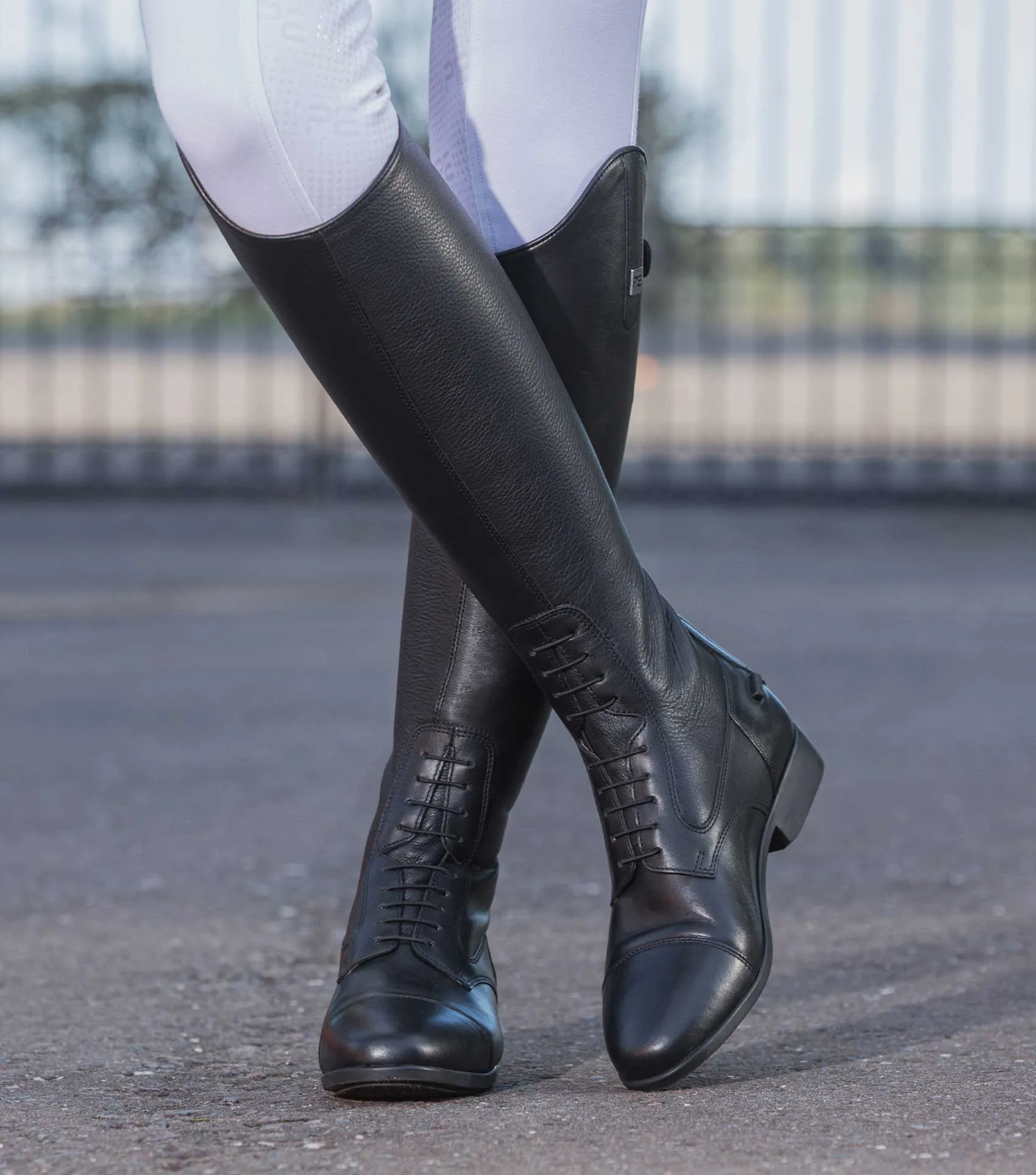 Calanthe Ladies Leather Field Tall Riding Boots Black (Wide Calf)