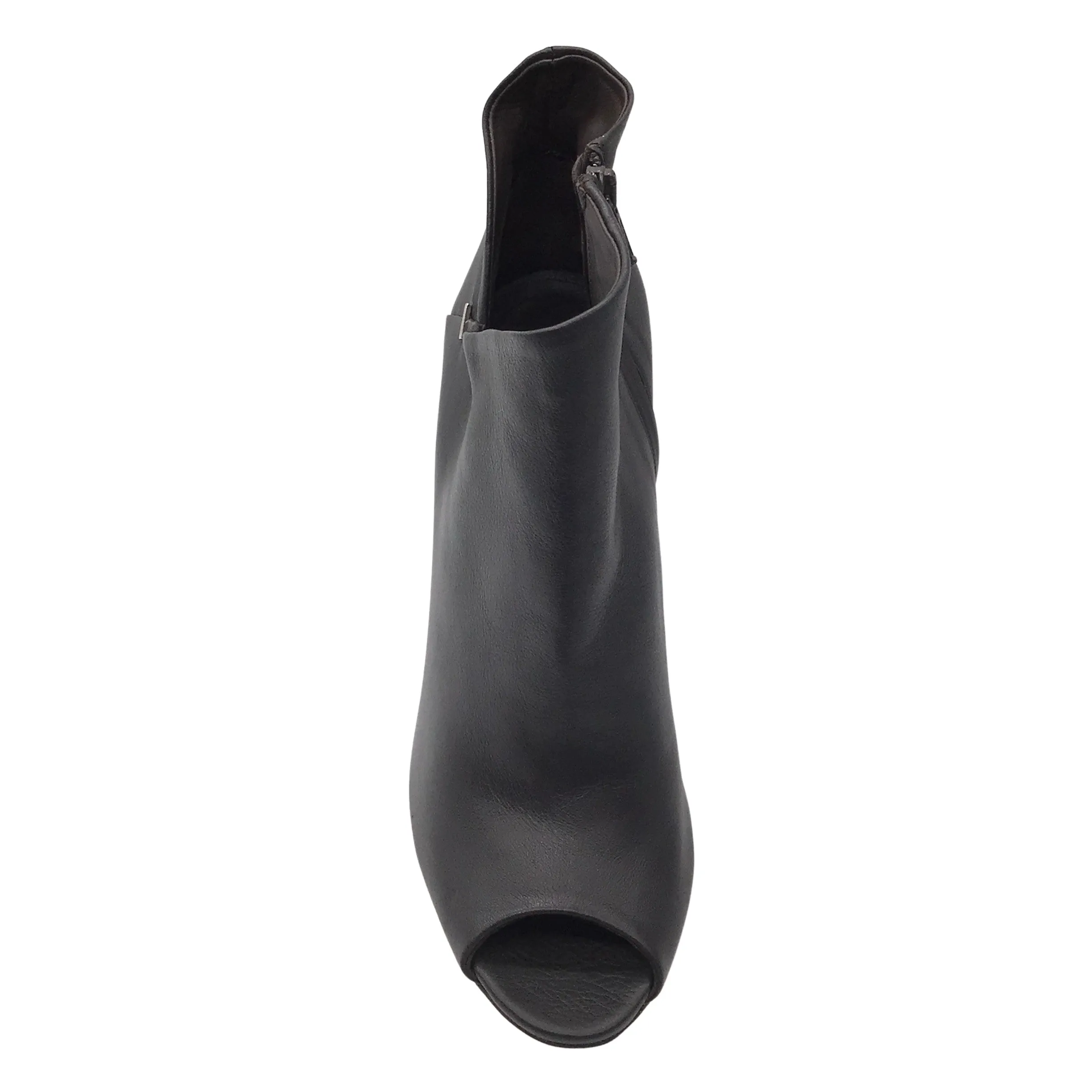 Calvin Klein Collection Dark Brown High Heeled Open Toe Leather Boots / Booties