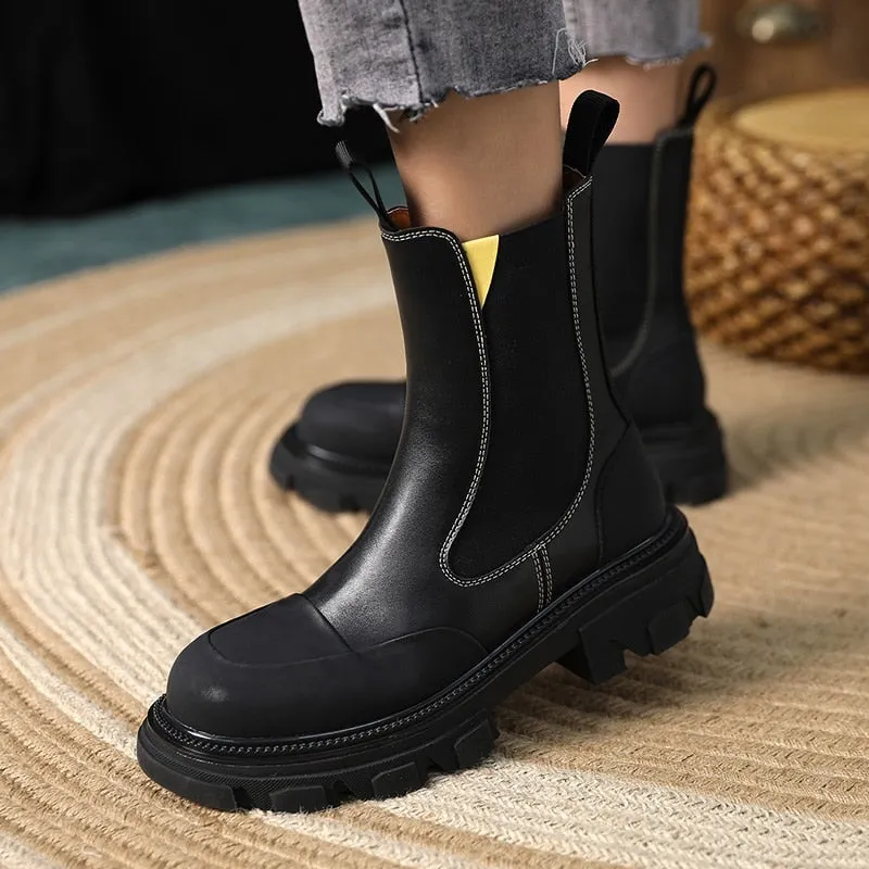 Chelsea Boots Fashion Platform Elastic Women