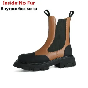 Chelsea Boots Fashion Platform Elastic Women