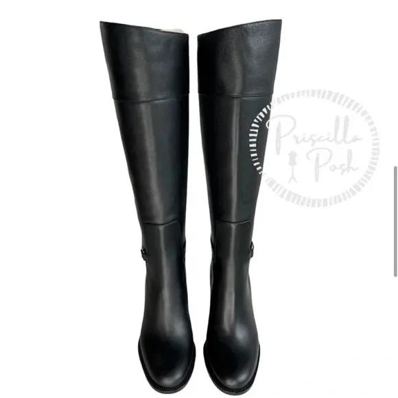 Christian Louboutin Black Lock 70 Leather Knee-high Boots Tall Block heel 39.5
