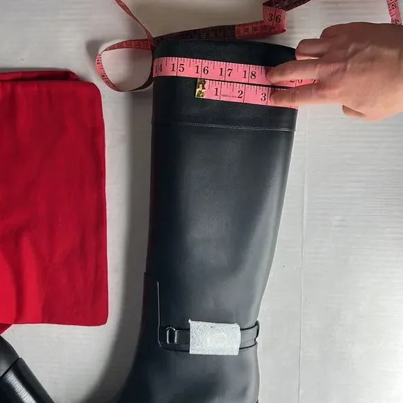 Christian Louboutin Black Lock 70 Leather Knee-high Boots Tall Block heel 39.5