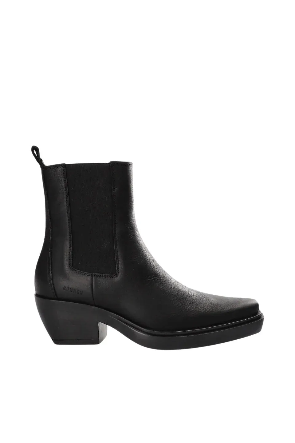 COPENHAGEN STUDIO Sort boots med butt tå og strikk i sidene