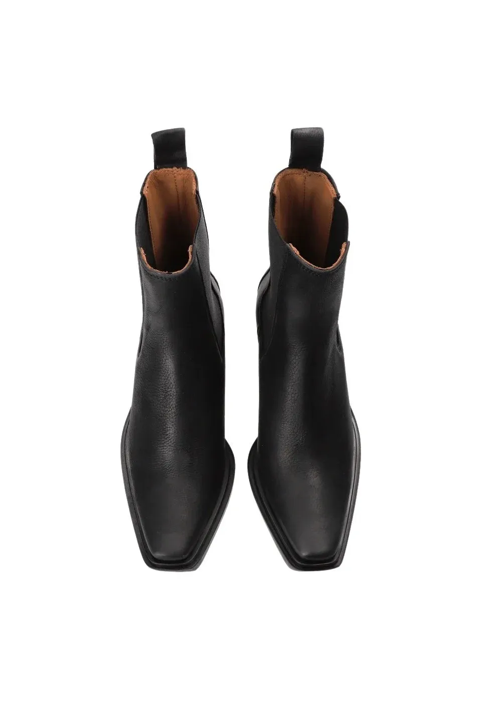 COPENHAGEN STUDIO Sort boots med butt tå og strikk i sidene