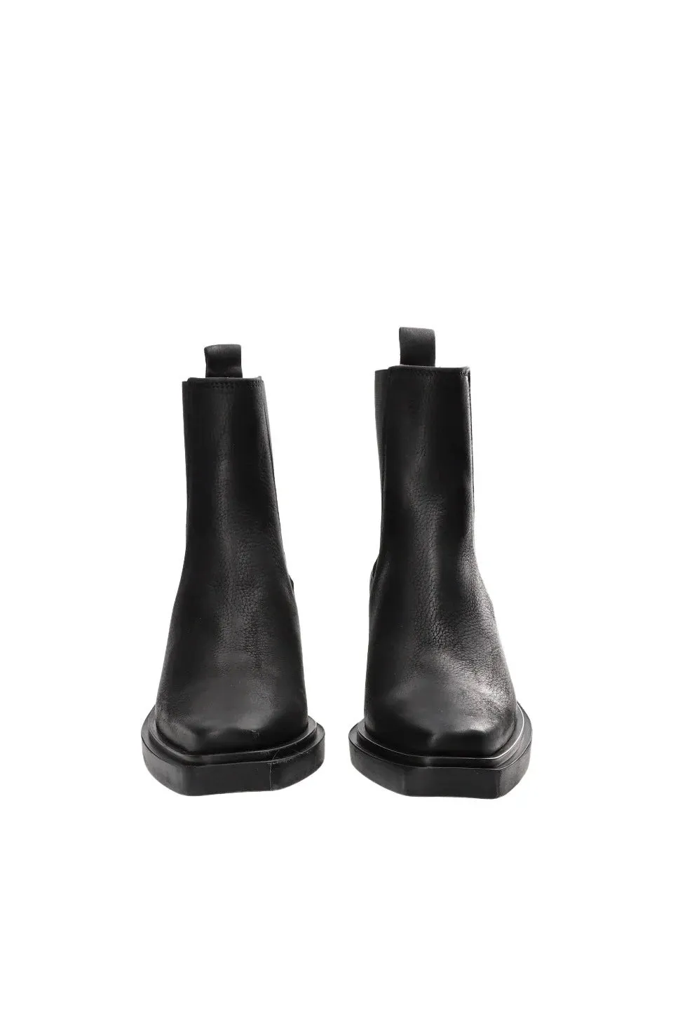 COPENHAGEN STUDIO Sort boots med butt tå og strikk i sidene