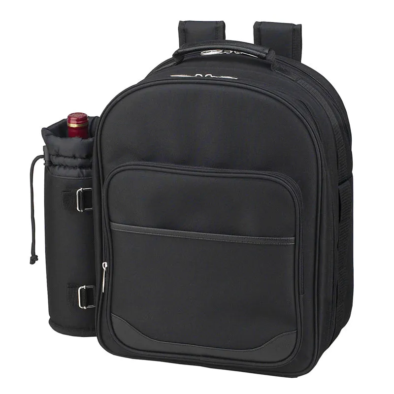 (D) 2 Person Picnic Backpack Bag, Full Equipment Set for Outdoor Charcoal