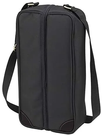 (D) Coffee and Tea Black Tote with Vacuum Flask for Picnic and Outdoor Charcoal
