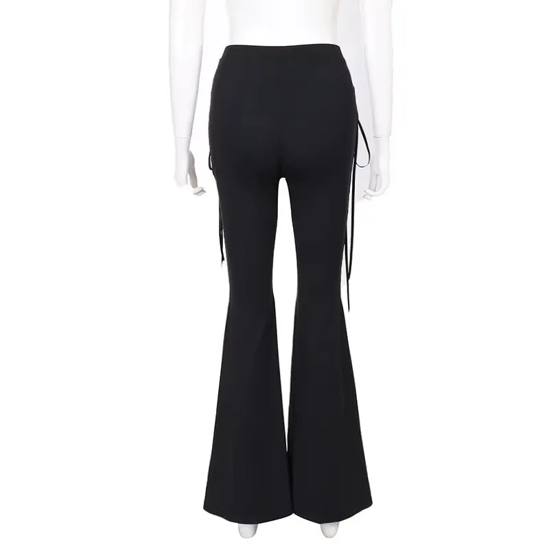Dark Street "Chicken Eyes" Flare Pants – A Bold Fusion of Rave & Gothic Aesthetics