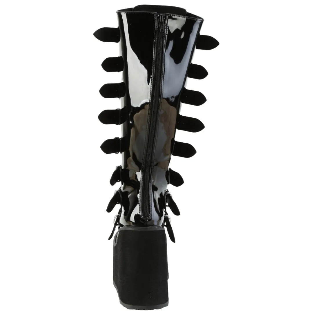 DemoniaCult Swing 815WC Boots Patent WIDE CALF