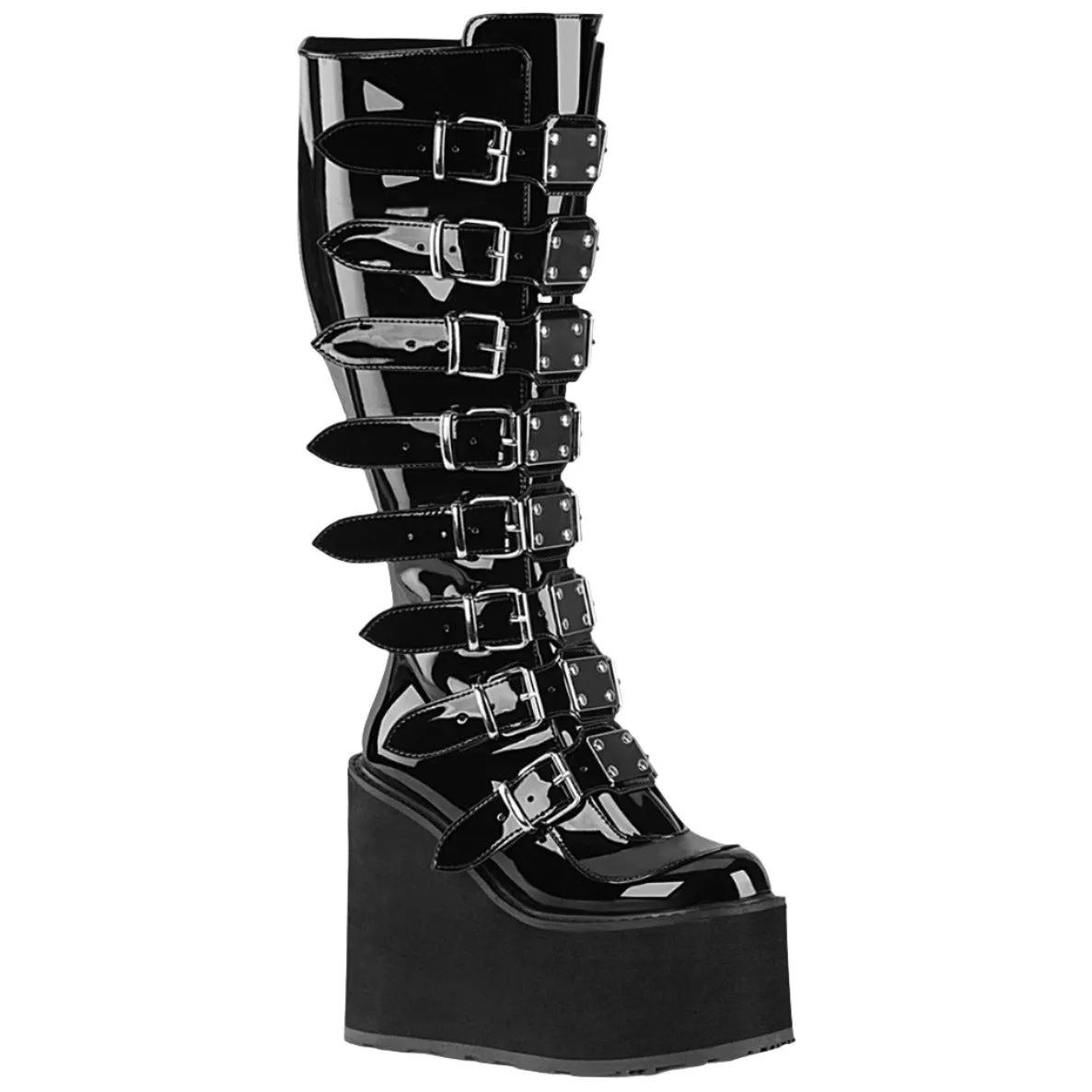 DemoniaCult Swing 815WC Boots Patent WIDE CALF