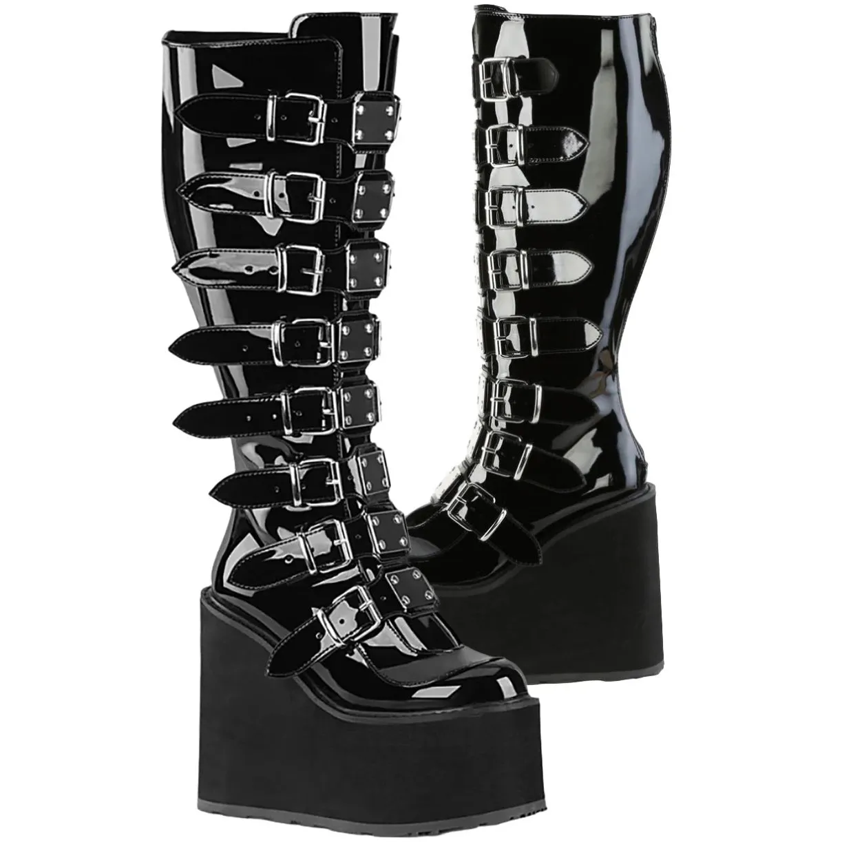 DemoniaCult Swing 815WC Boots Patent WIDE CALF
