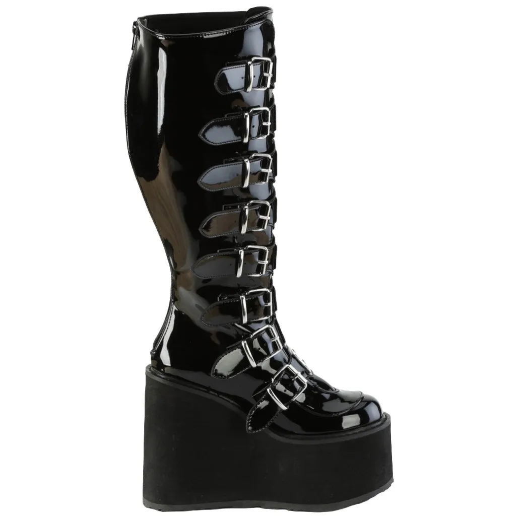 DemoniaCult Swing 815WC Boots Patent WIDE CALF