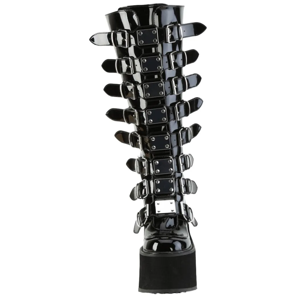 DemoniaCult Swing 815WC Boots Patent WIDE CALF