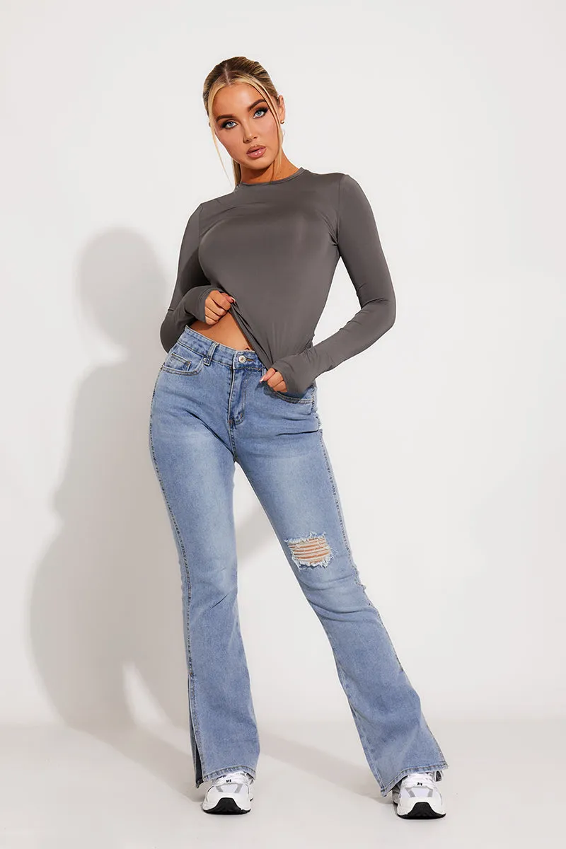 Distressed Flare Jeans | High-Waisted Fit | Casual Street Edge