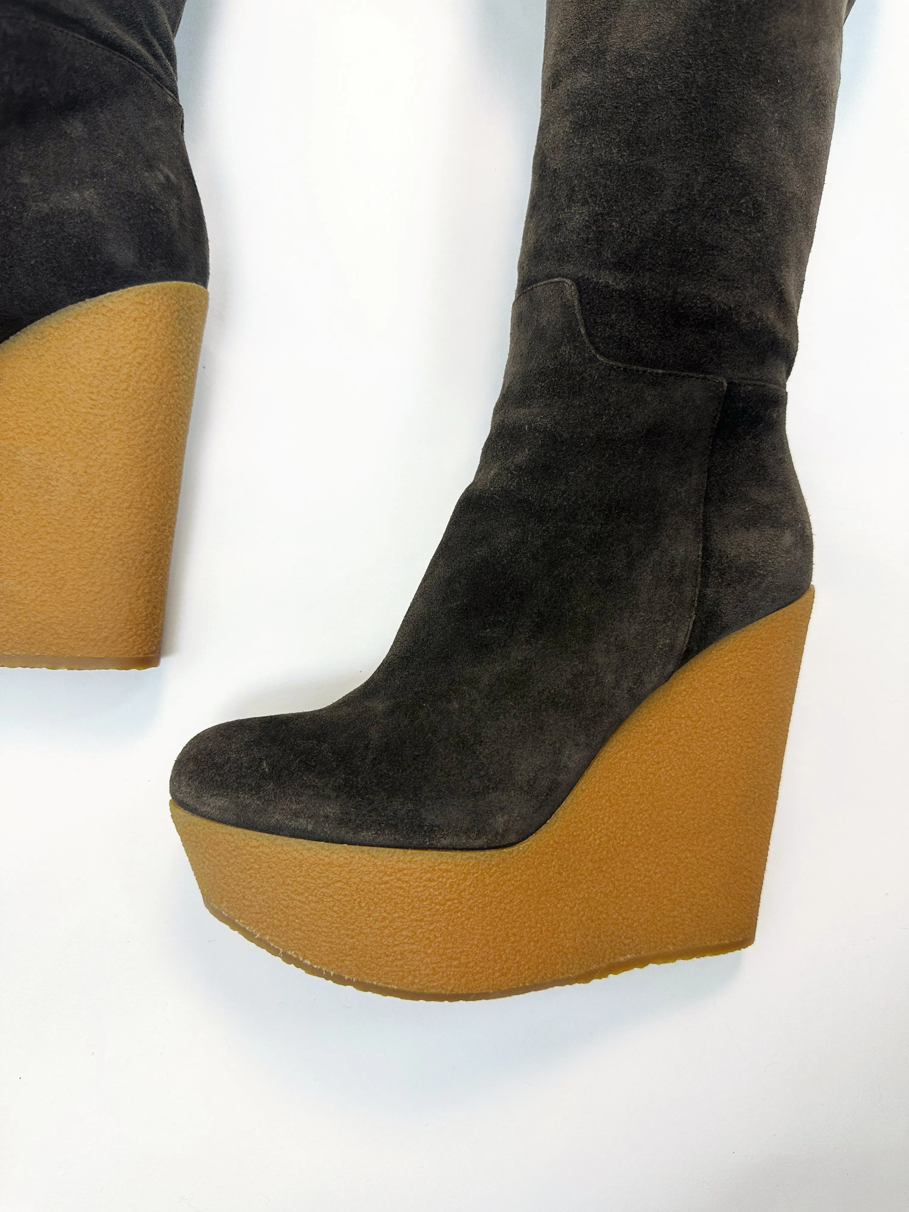 Dolce & Gabbana Vintage Fur and Suede Knee High Platform Boots