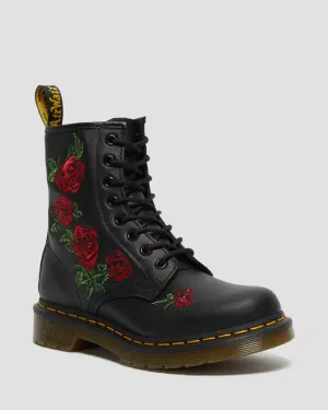 Dr Martens 1460 Vonda Leather Floral Rose Boots Black