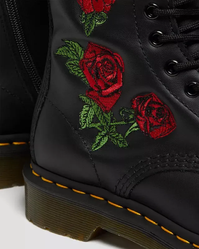 Dr Martens 1914 Vonda Leather Mid Calf Rose Boots Black