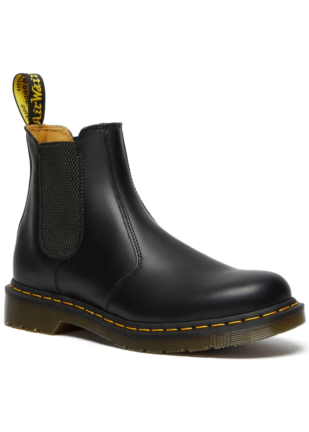 Dr. Martens 2976 Yellow Stitch Chelsea Smooth Boots Black