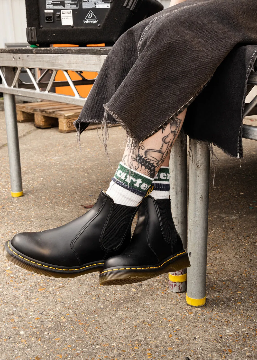 Dr. Martens 2976 Yellow Stitch Chelsea Smooth Boots Black