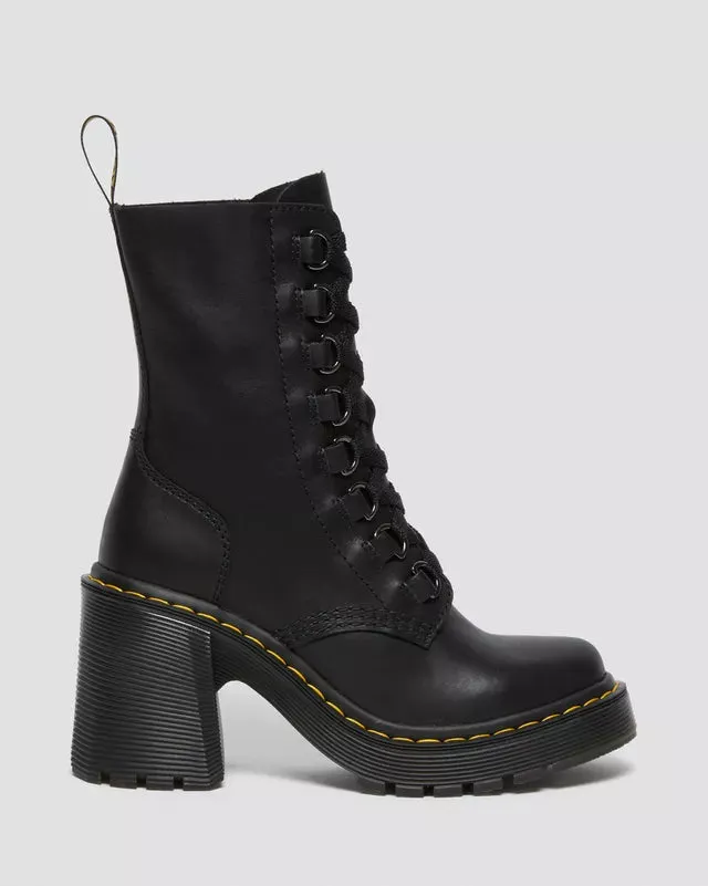 Dr Martens Chesney Leather Flared Heel Lace Up Boots