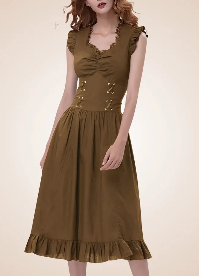Elegant V Neck Steampunk Dress