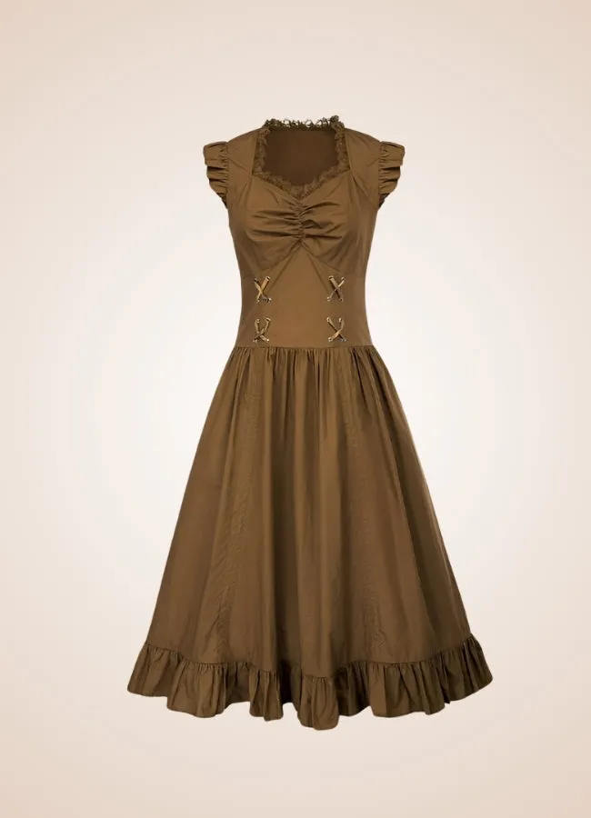 Elegant V Neck Steampunk Dress