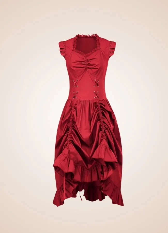 Elegant V Neck Steampunk Dress