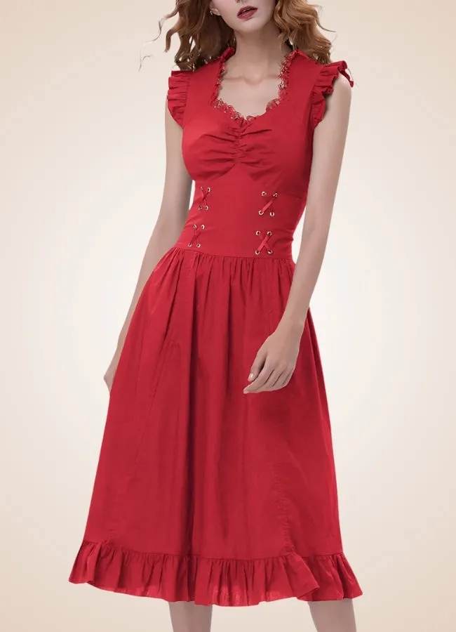 Elegant V Neck Steampunk Dress