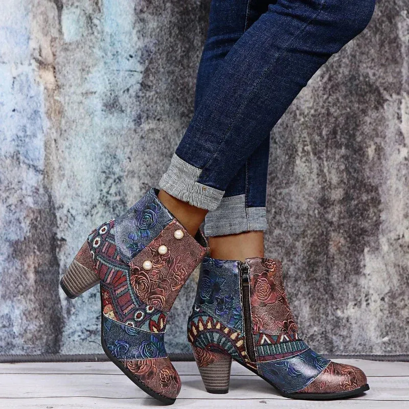 Ethnic Style Pu Leather Boots for Women