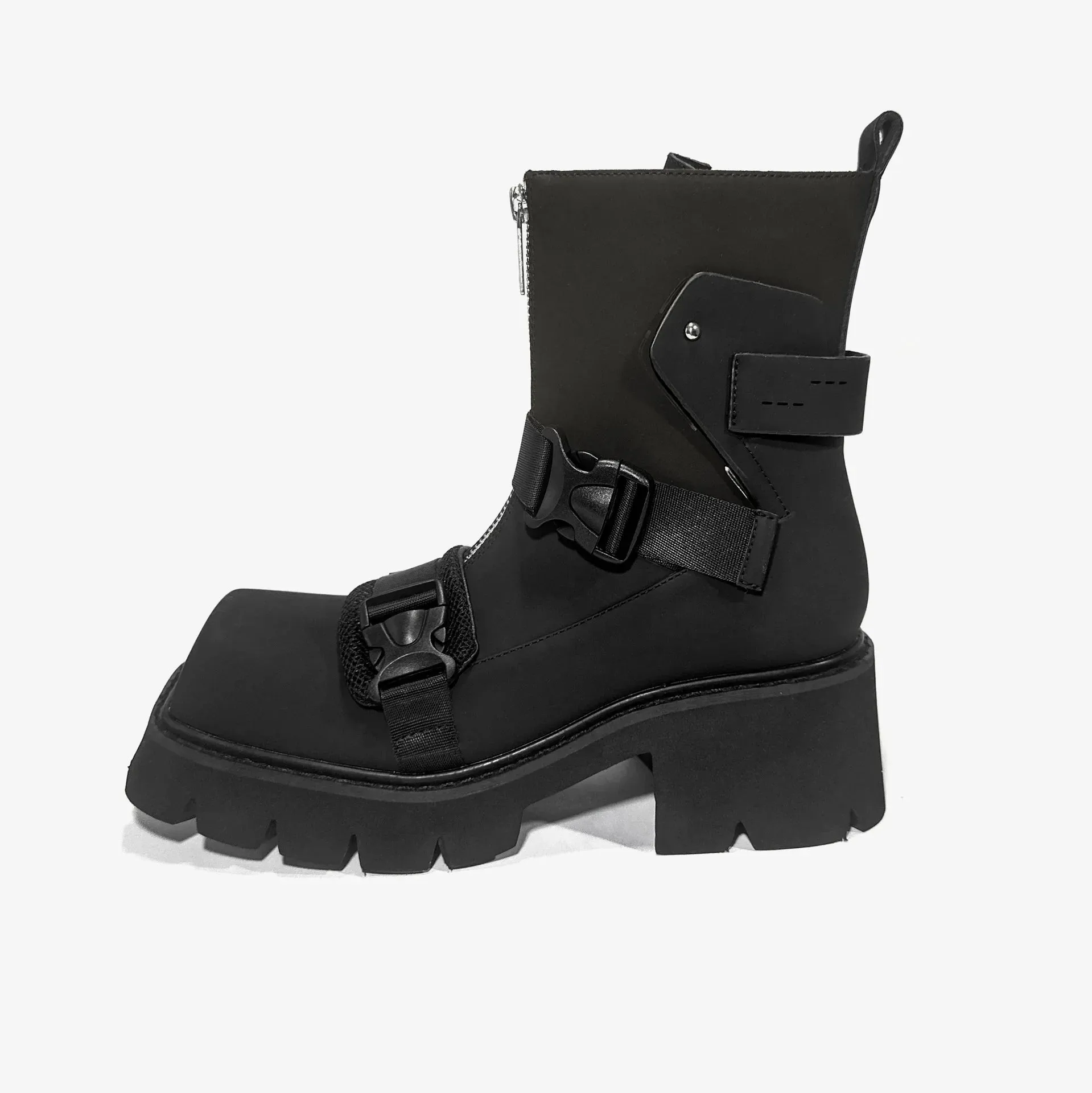 European style Square Toe Thick Heel Motorcycle Boots Women