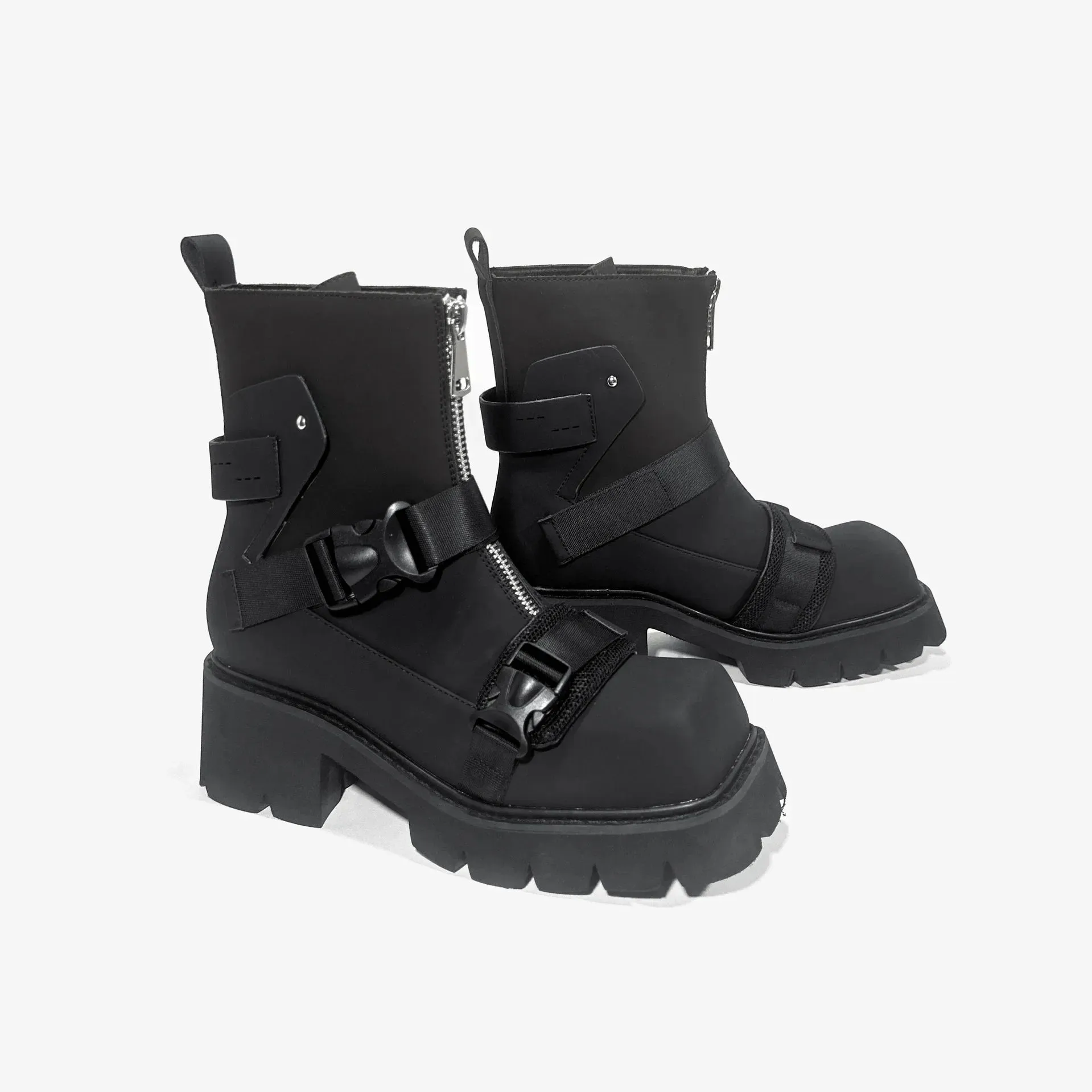 European style Square Toe Thick Heel Motorcycle Boots Women