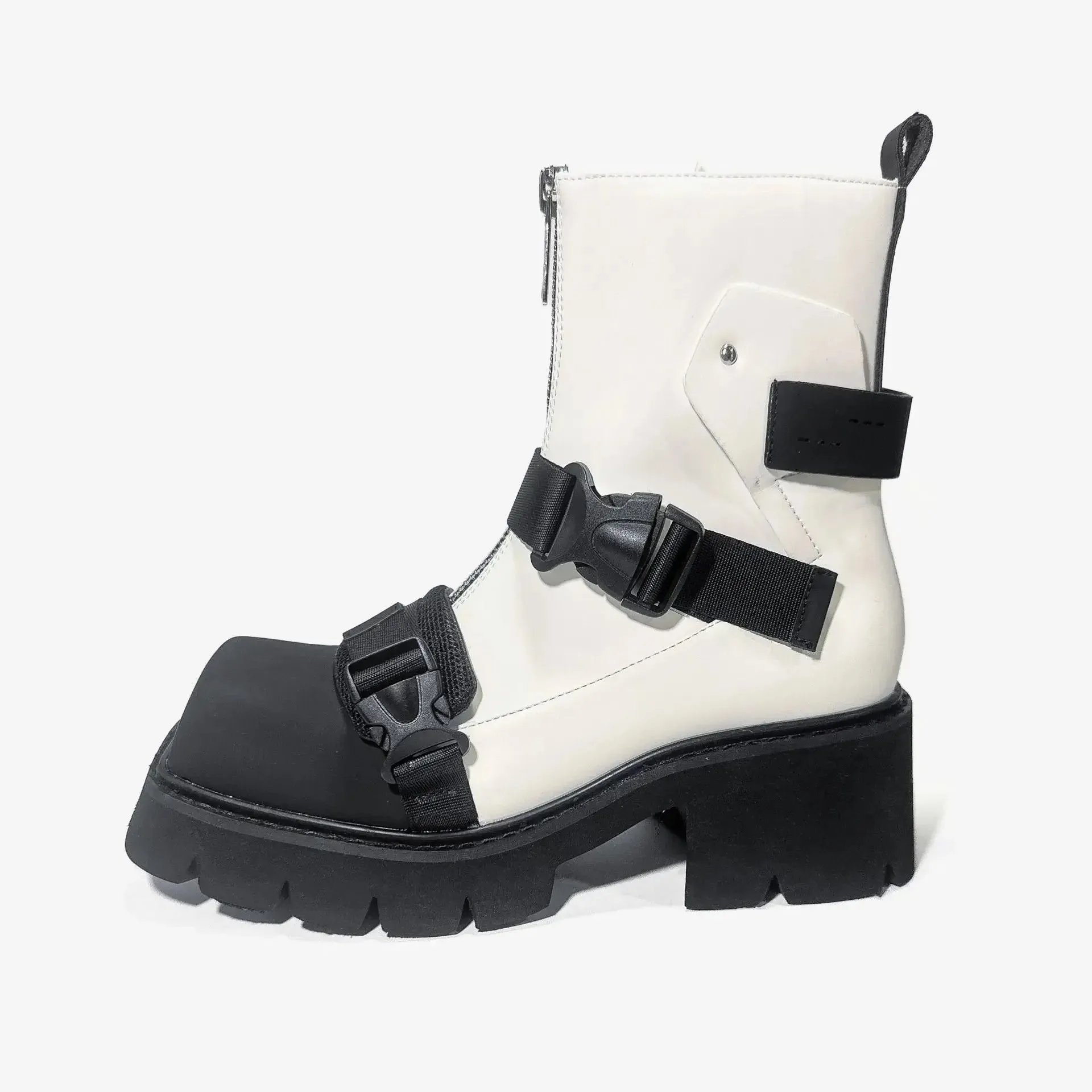 European style Square Toe Thick Heel Motorcycle Boots Women
