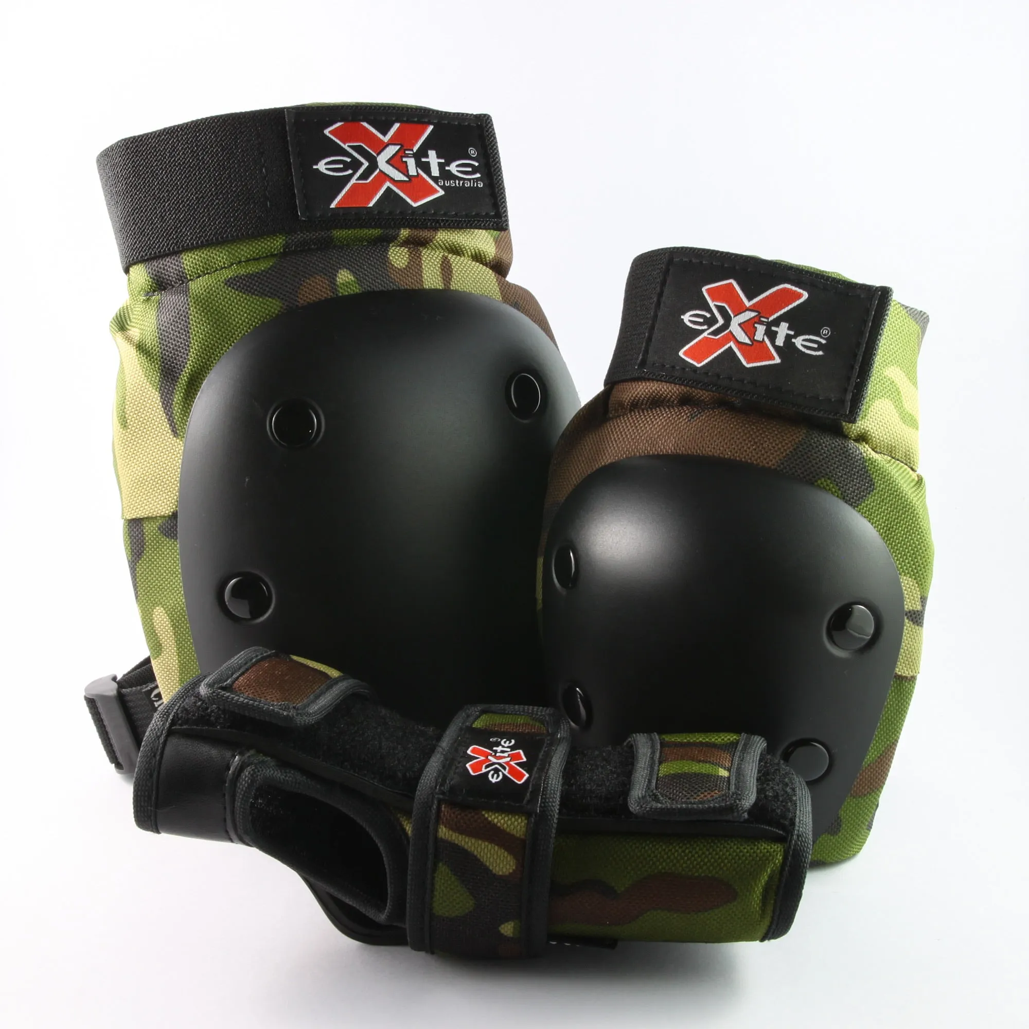 Exite Critters 3 pack kids Knee, Elbow and Wrist Guards Protective pack - Camo Green