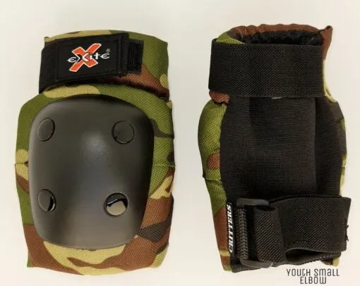 Exite Critters 3 pack kids Knee, Elbow and Wrist Guards Protective pack - Camo Green
