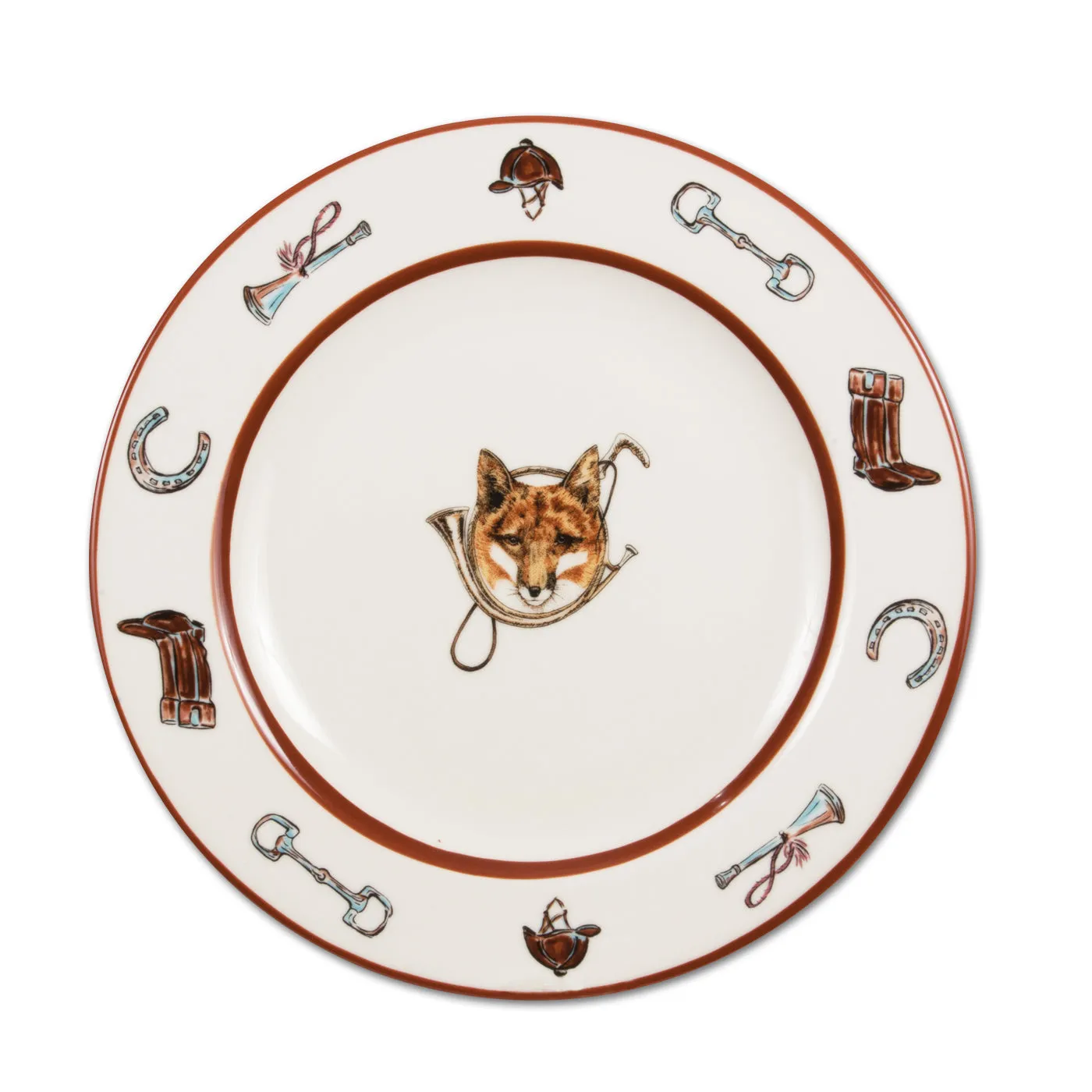 Fox & Horn Equestrian Dinner Plate