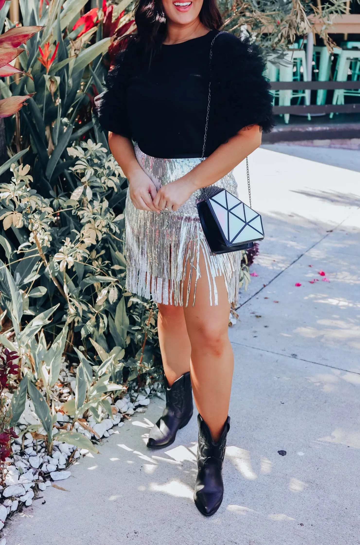 Fringe Benefits Sequin Skirt - Silver