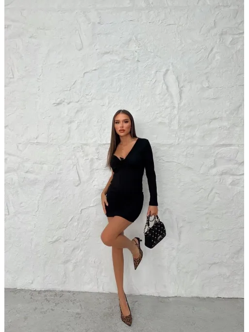Front Tie Detail One Sleeve Mini Dress