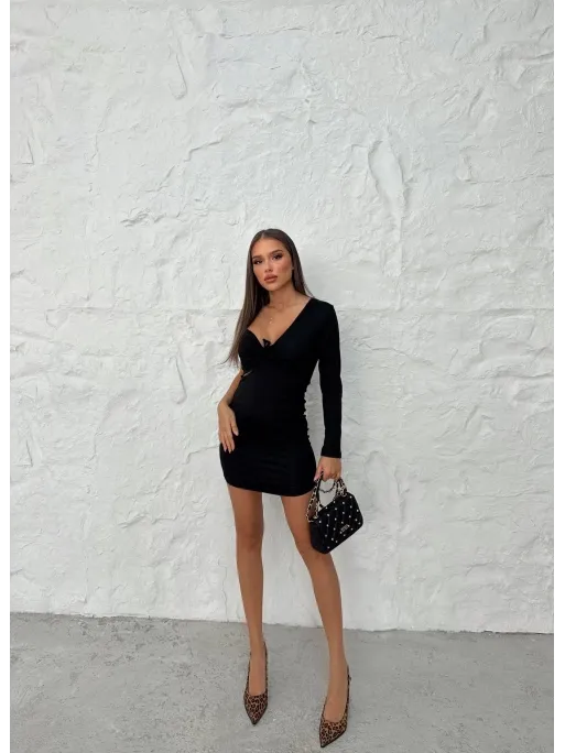 Front Tie Detail One Sleeve Mini Dress