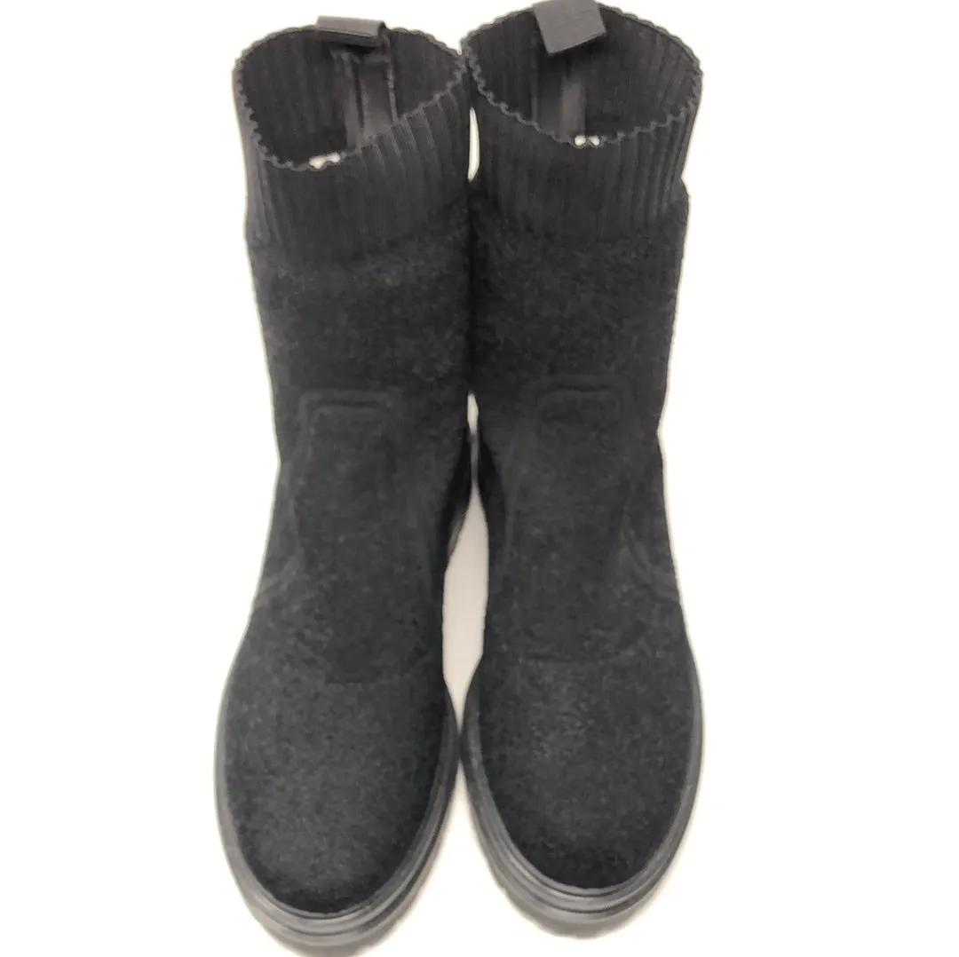 Gianvito Rossi Black Elastic Fabric Lug Bootie
