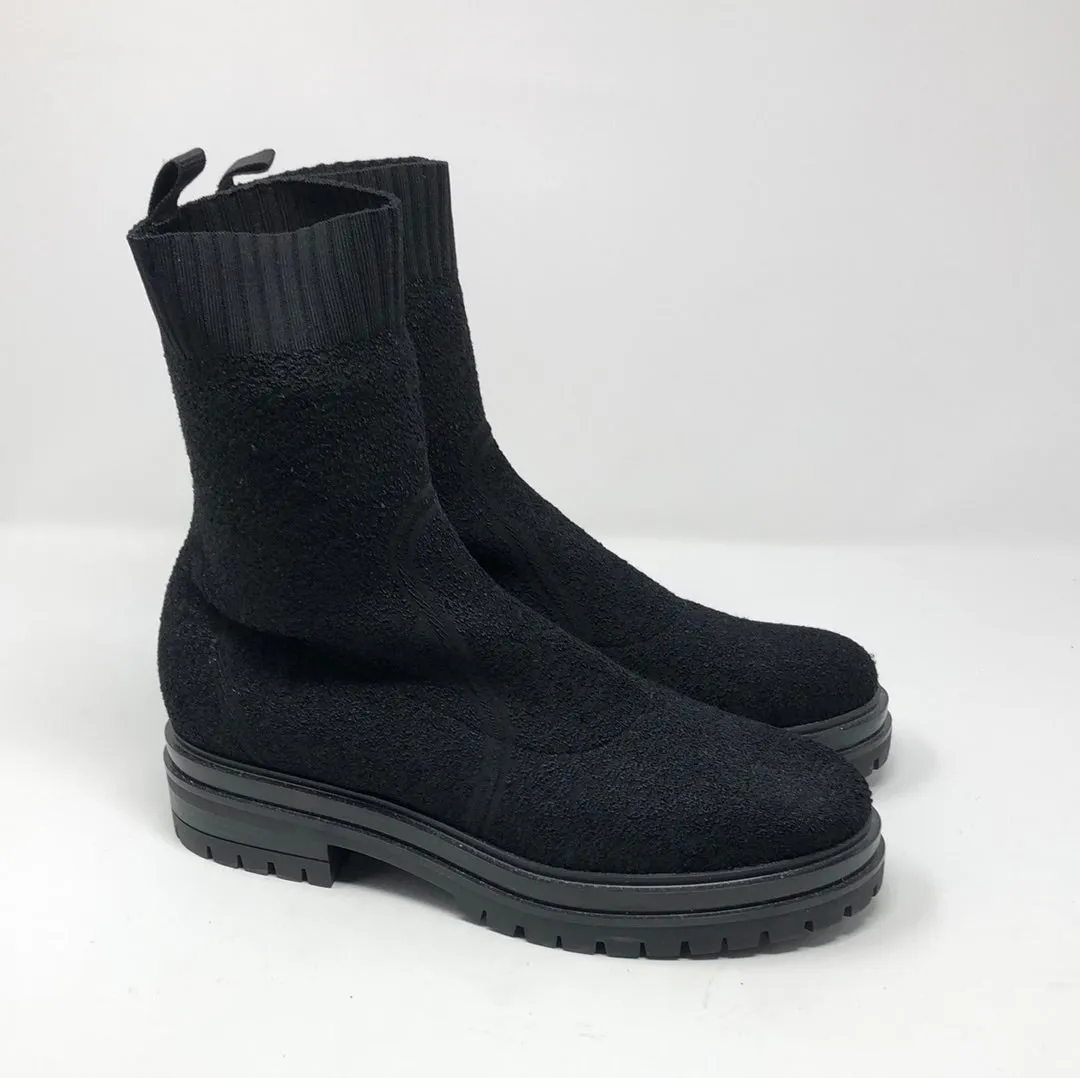 Gianvito Rossi Black Elastic Fabric Lug Bootie