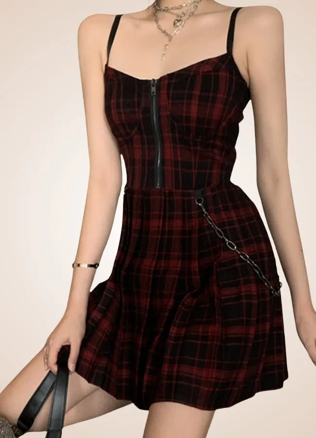 Goth Plaid Mini Dress