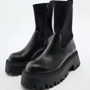 Gothic Ankle Boots with Black Wedge