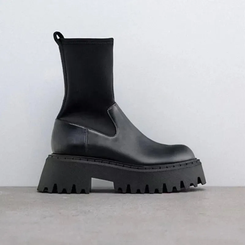 Gothic Ankle Boots with Black Wedge
