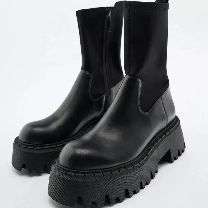 Gothic Ankle Boots with Black Wedge
