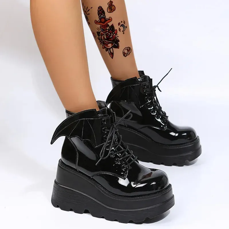 Gothic Bat Patent Boot